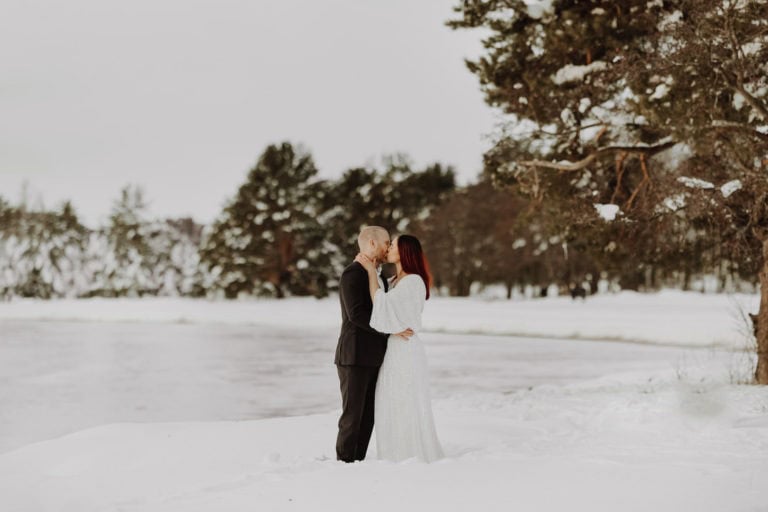 Bryllupsfotografering om vinteren-magien i det kalde, klare lyset